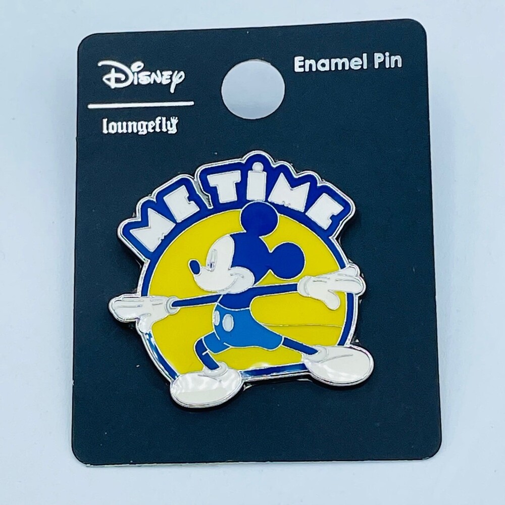 Disney Loungefly Pin Mickey Mouse Doing Yoga "Me Time" NEW on backer card
